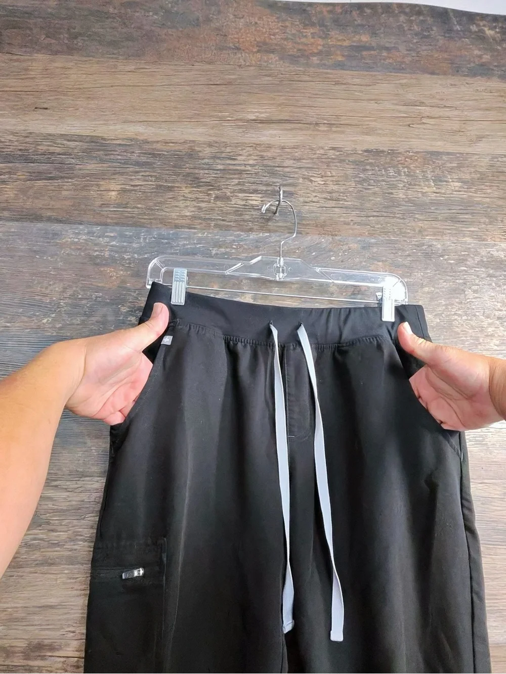 Figs Black Track Joggers Scrubs with Drawstring